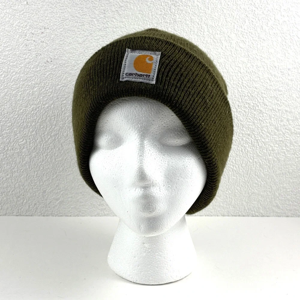 Carhartt Beanie Hat Kids Youth One Size Green Acrylic Watch Cap Cabin Winter